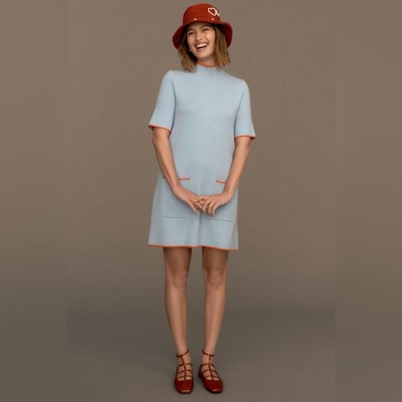 Anthropologie The Annalise Mock-Neck Mini Sweater Dress by Maeve NWT - Picture 4 of 10